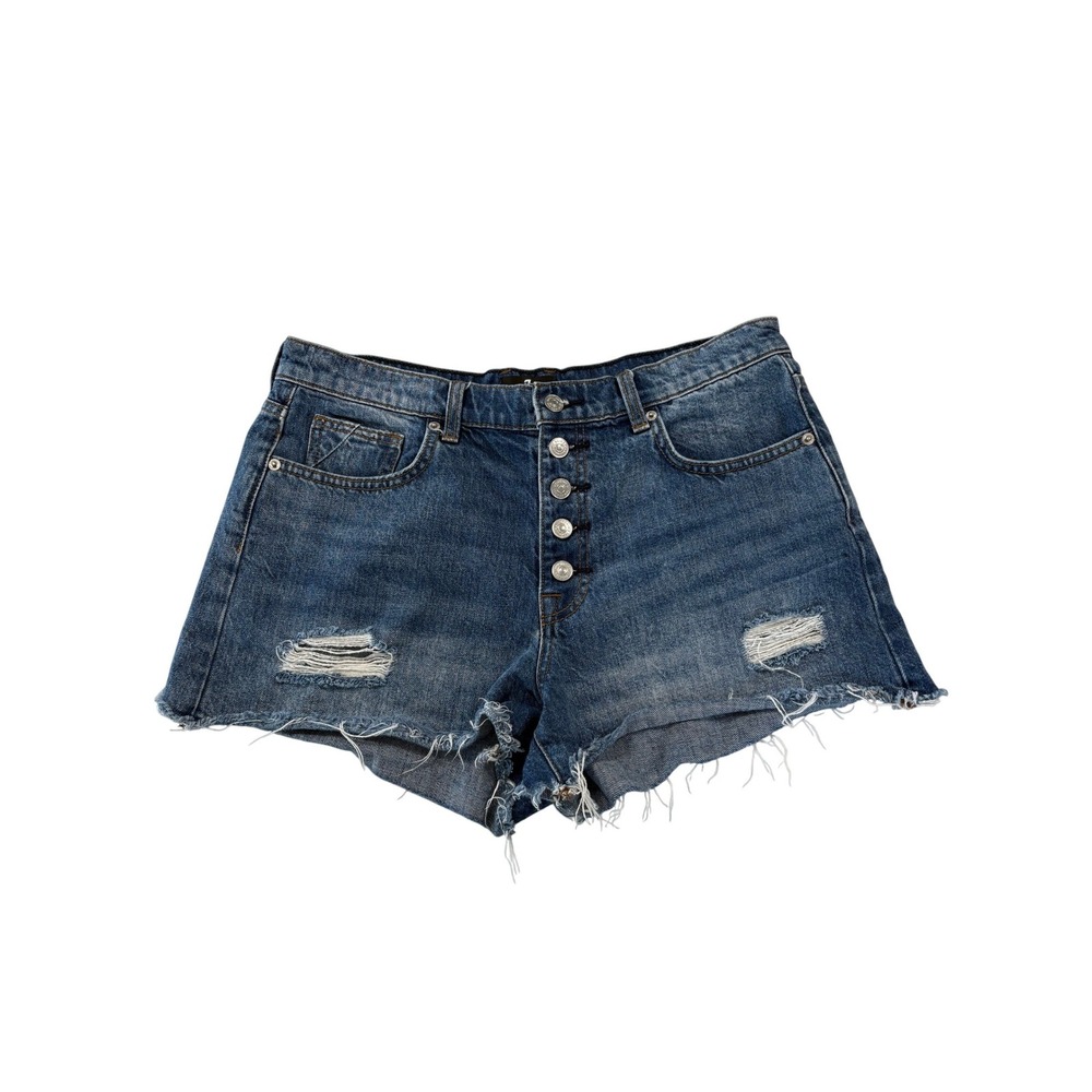 7 For All‎ Mankind Monroe Cutoff Denim Shorts Distressed Button Fly Womens 31